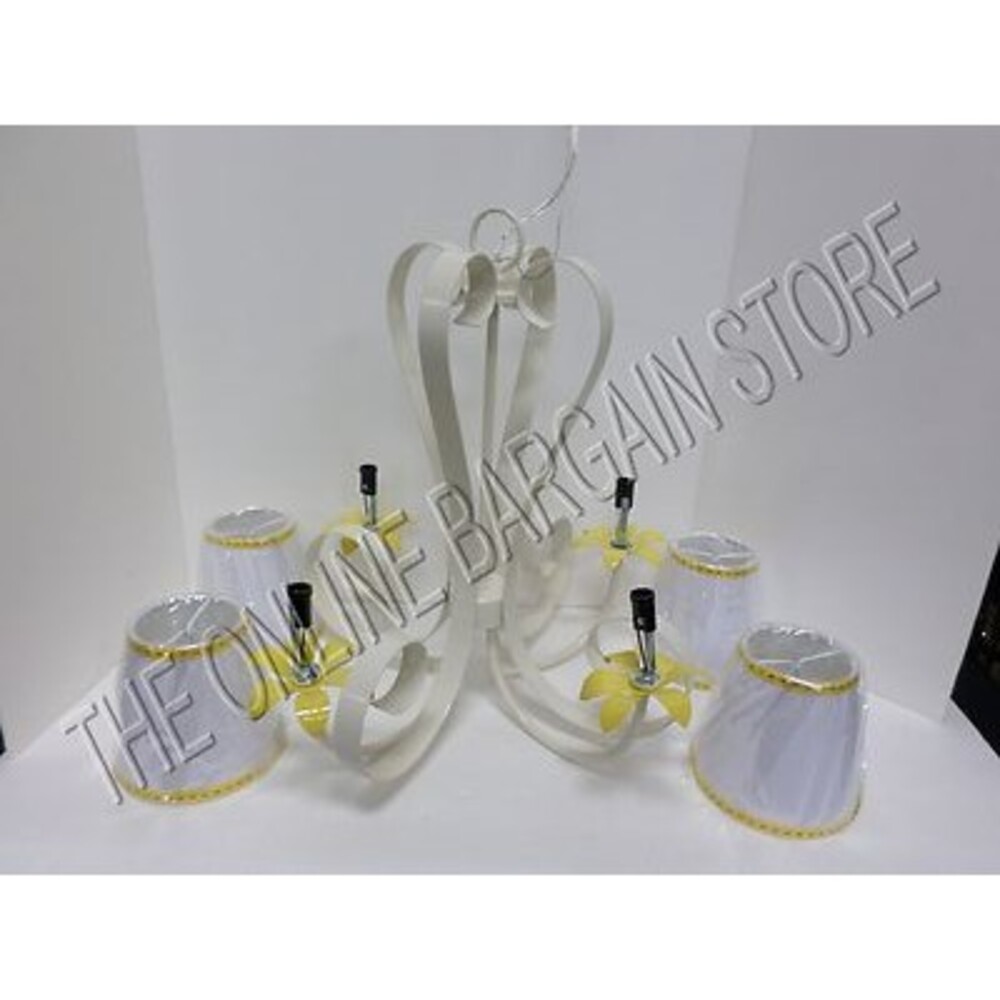 Pottery Barn PBK Kids Light Hamptones Floral Chandelier Yellow Flowers Cream NIB